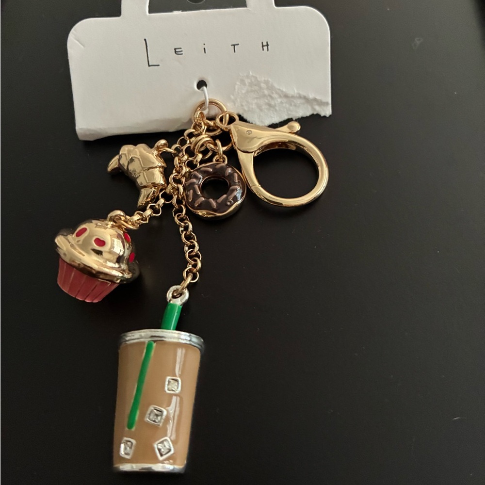 Leith Gold and Brown Charm Keychain - Picture 3 of 3